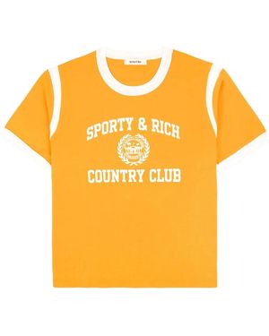 Sporty & Rich Varsity Crest Sports Cotton T-Shirt - Orange