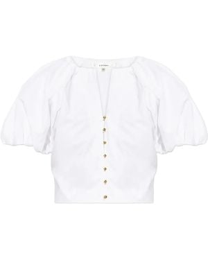 FRAME Puff-Sleeve Buttoned Top - White