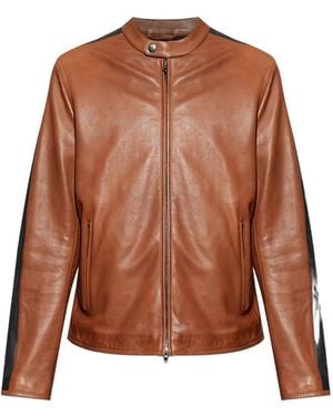 DIESEL Leather Panelled Jacket - Brown