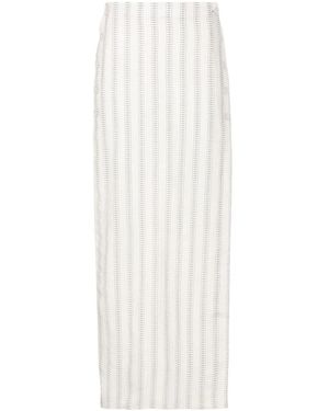 Amir Slama Stripe-Print Maxi Skirt - White