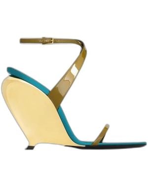 Saint Laurent Tallulah Leather Sandals - Metallic