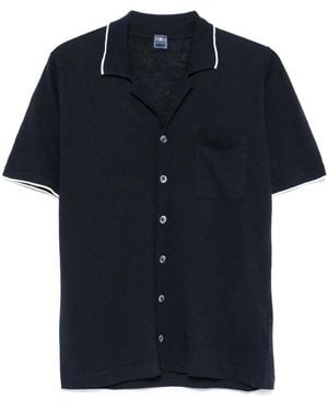 Fedeli Contrasting-Trim Shirt - Blue