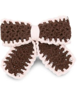 Stine Goya Crochet-Knit Bow Hair Clip - Brown