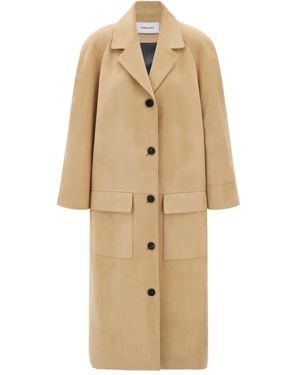 Ferragamo Manteau En Daim À Poches À Rabat - Neutre