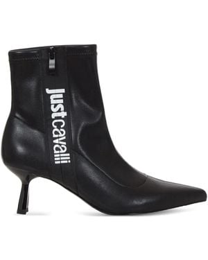 Just Cavalli Botines con puntera en punta y logo - Negro