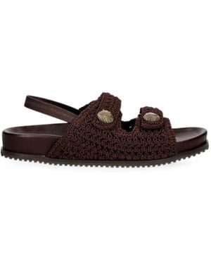 Twinset Crochet Shell-Embellished Sandals - Brown