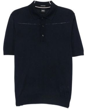 BOSS Short-Sleeve Wool Polo Shirt - Blue