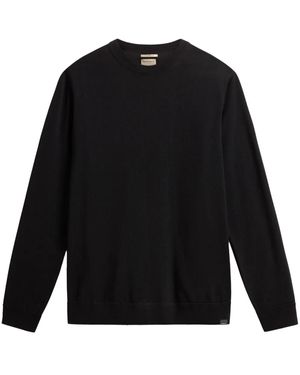 Woolrich Woolrich Virgin Wool Logo Crewneck Jumper - Black