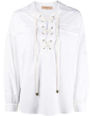 Twinset Bluse Mit Lockerem Schnitt - Weiß