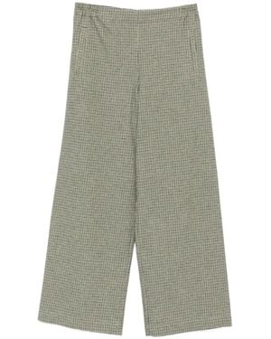 Niu Check-Pattern Elasticated-Waist Pants - Green