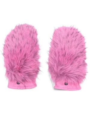 Goldbergh Faux-Fur Leather Mittens - Pink