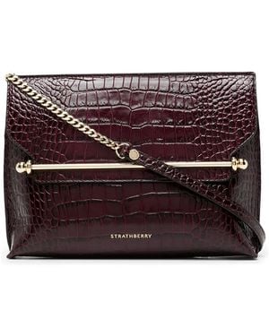 Strathberry Crocodile-Embossed Leather Crossbody Bag - Purple