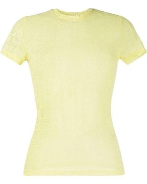 Philipp Plein Monogram-Pattern Tulle T-Shirt - Yellow