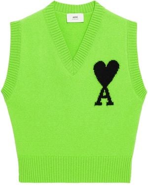 Ami Paris Chaleco De Punto Ami De Coeur - Verde