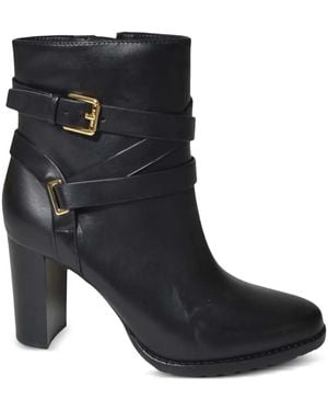 Ralph Lauren 83Mm Buckle-Strap Leather Boots - Black