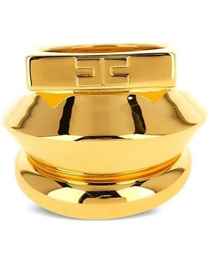 Elisabetta Franchi Anillo Con Logo En Relieve - Amarillo