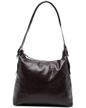 Lemaire Belted Shiny Leather Shoulder Bag - Black