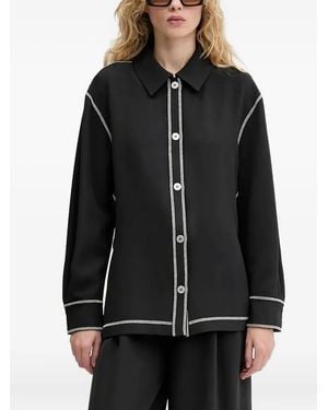 Stine Goya Contrast-Stitch Button-Down Shirt - Black
