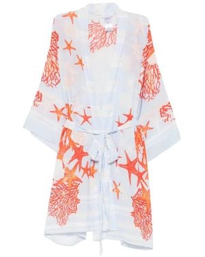Mazzei Starfish-Print Wrap Coat - White