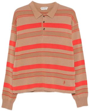 JW Anderson Striped Logo-Embroidered Polo Shirt - Multicolour