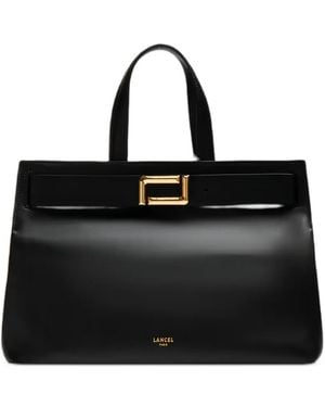 Lancel M Angele Buckle-Detail Leather Tote Bag - Black
