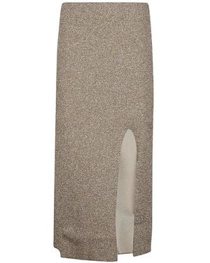 Circus Hotel Slit Midi Skirt - Natural