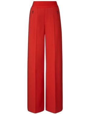 Bogner Ilvy Logo-Jacquard Piped Wide-Leg Trousers - Red