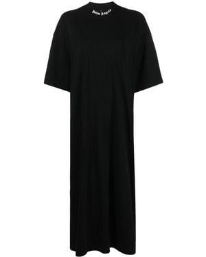 Palm Angels Logo-print T-shirt Maxi Dress - Black