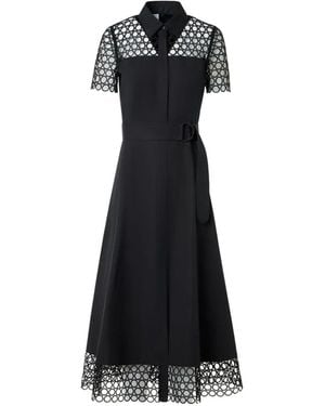 Akris Punto Eyelet Guipure Cotton Poplin Midi Dress - Black