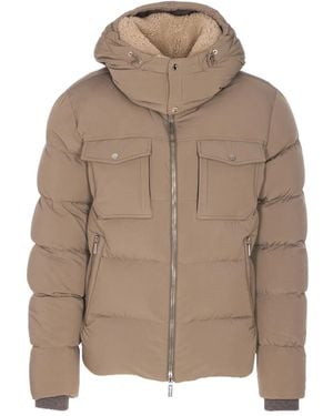 Moorer Gefütterte Jacke mit abnehmbarer Kapuze - Braun