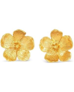 Ottoman Hands Buttercup Flower Stud Earrings - Yellow