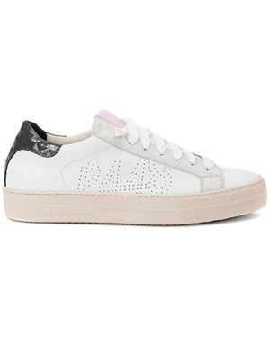 P448 Baskets John En Cuir À Design Perforé - White