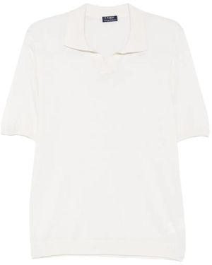 Barba Napoli Fine-Knit V-Neck T-Shirt - White