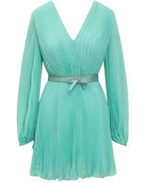 Max Mara Plissé Mini Dress - Blue