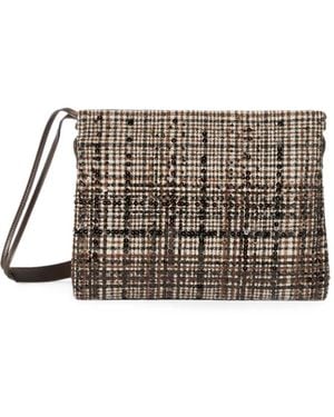 Brunello Cucinelli Bolso De Lana Y Alpaca A Cuadros Resistente Al Agua Con Bordado Degradado - Gris