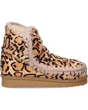 Mou Animal-Print Ankle Boots - Brown