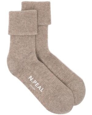 N.Peal Cashmere Calzini A Coste - Grigio