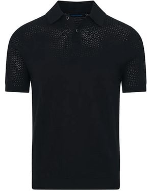 Patrick Assaraf Honeycomb-Stitch Polo Shirt - Black