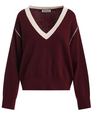 Essentiel Antwerp V-Neck Contrast-Trim T-Shirt - Red