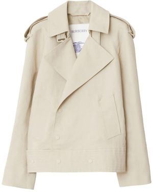 Burberry Off-Centre Canvas Trench Jacket - Natural