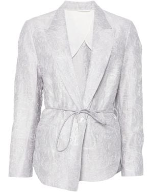 Seventy Veste À Ceinture Et Motif Cachemire Brodé - White