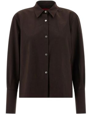 Thelatest Cuffed-Button Long Sleeves Shirt - Black