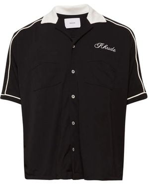 Rhude Oxford Cocktail Club Bowling Shirt - Black