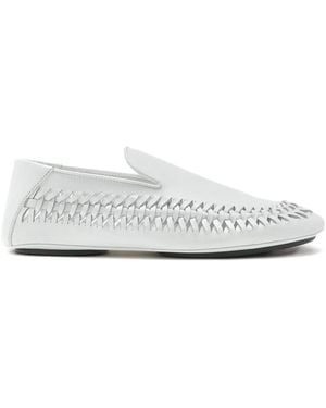 Proenza Schouler Whip Braided Leather Loafers - White