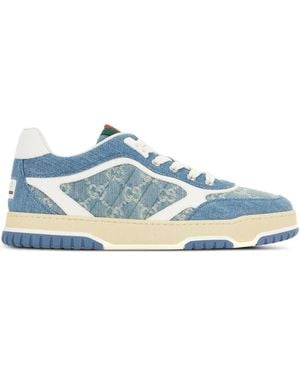 Gucci Re-Web Gg Denim & Leather Trainer - Blue