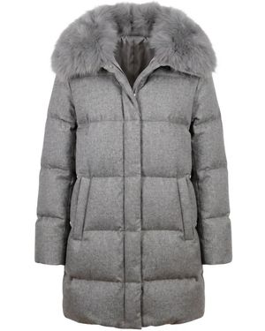 Herno Fur-Trim Quilted Jacket - Grey