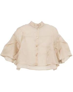 Max Mara Silk Organza Cape - Natural