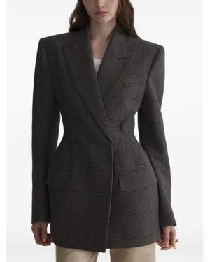 Mugler Ink And Taupe Check Stockman Jacket - Black