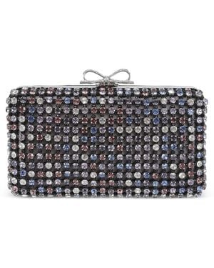 Self-Portrait Crystal-Embellished Clutch Bag - Gray