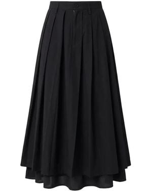 ADNYM Mousta Pleated Layered-Hem Midi Skirt - Black